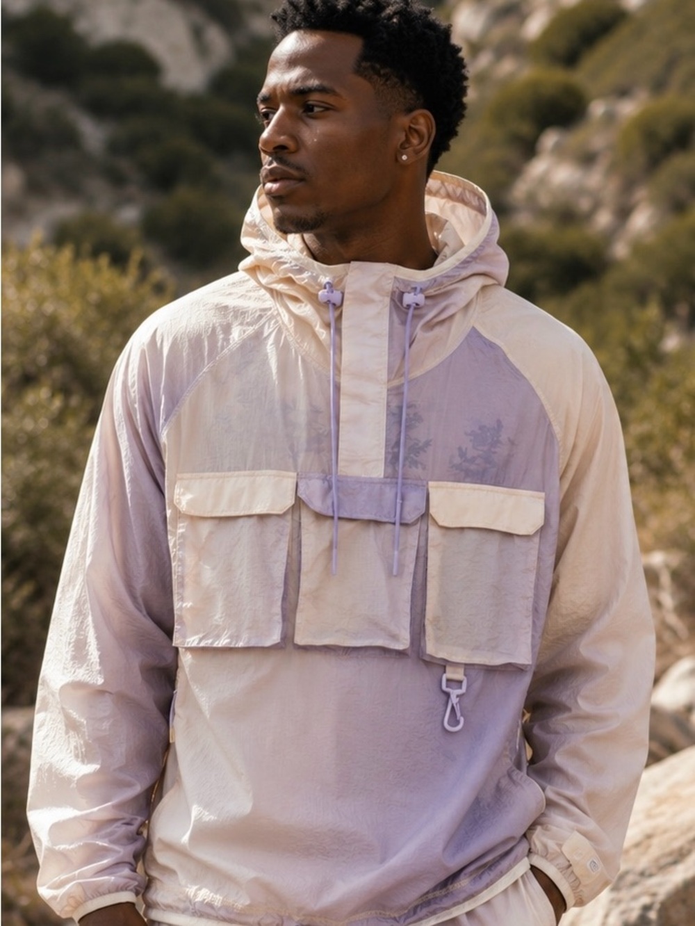 🆕 RC Outdoor Supply Gradient Ripstop Packable Jacket Men’s Medium Lavender Tan